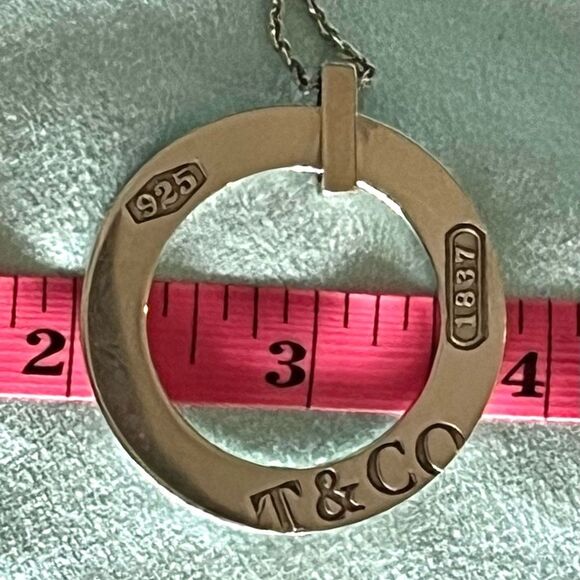 Tiffany & Co 1837 Open Circle Large 1.75” Pendant - 18” Necklace - Silver - RETI - Picture 13 of 15